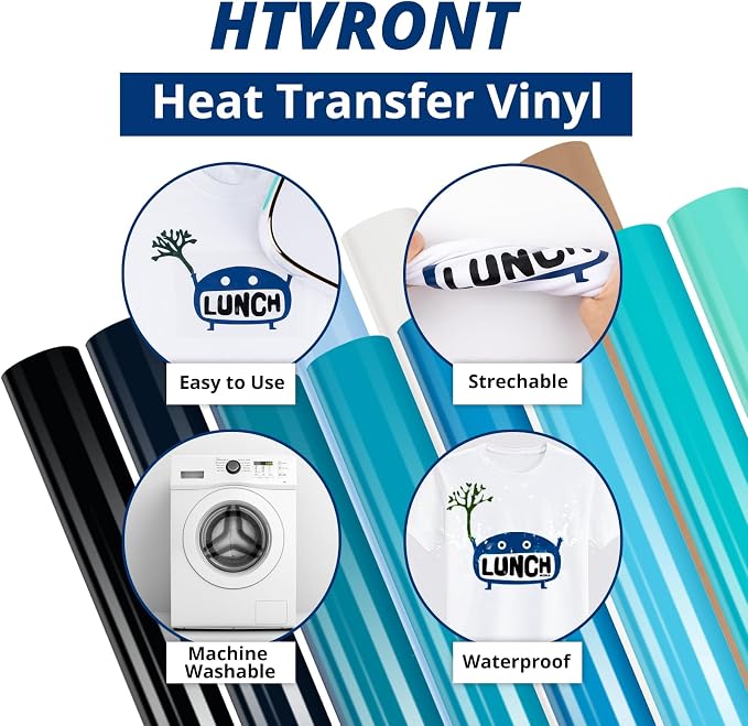 HTVRONT Heat Transfer Vinyl Blue HTV Vinyl