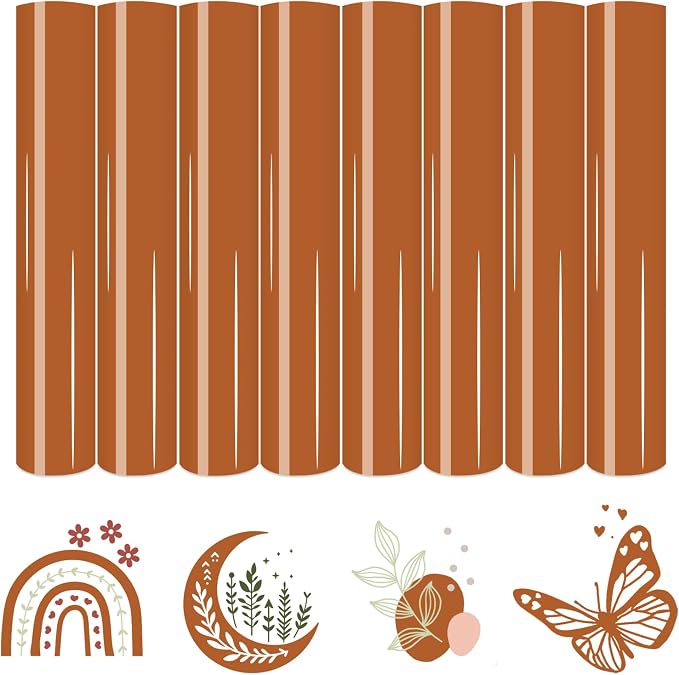HTVSTD Chocolate Brown Boho HTV Heat Transfer Vinyl 8pcs 12×10in | Vivid Color
