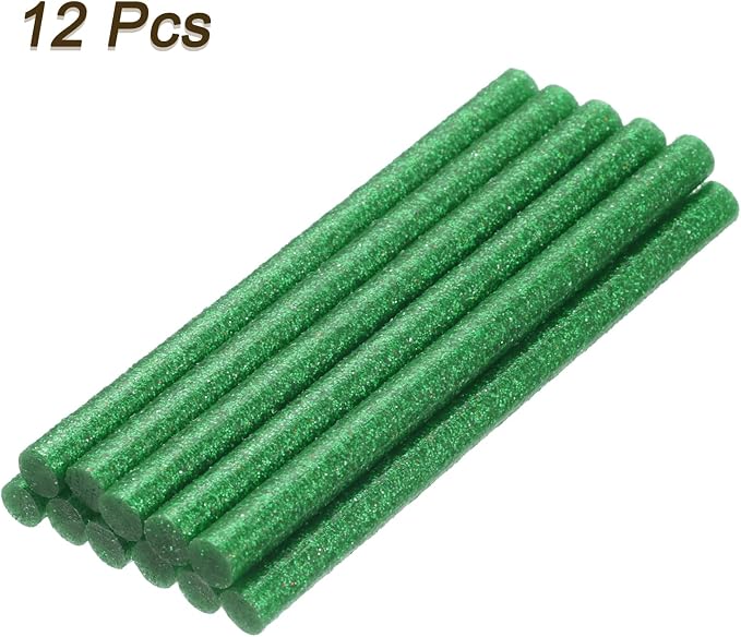 uxcell Mini Hot Glue Sticks for Glue Gun 7mm x 100mm Glitter Bright Green 12pcs
