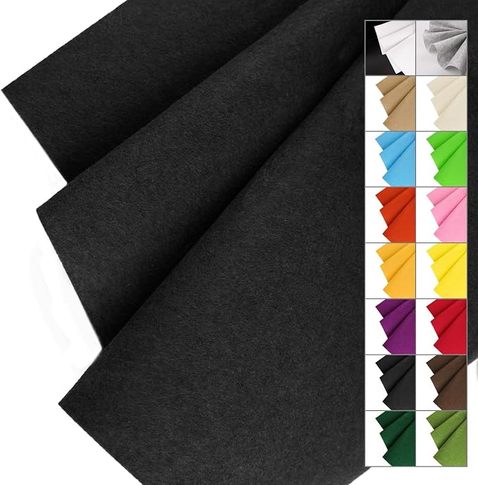 IONTACH 36" X 36" Black Stiff Felt Fabric 1.2mm Thick | Felt Sheet