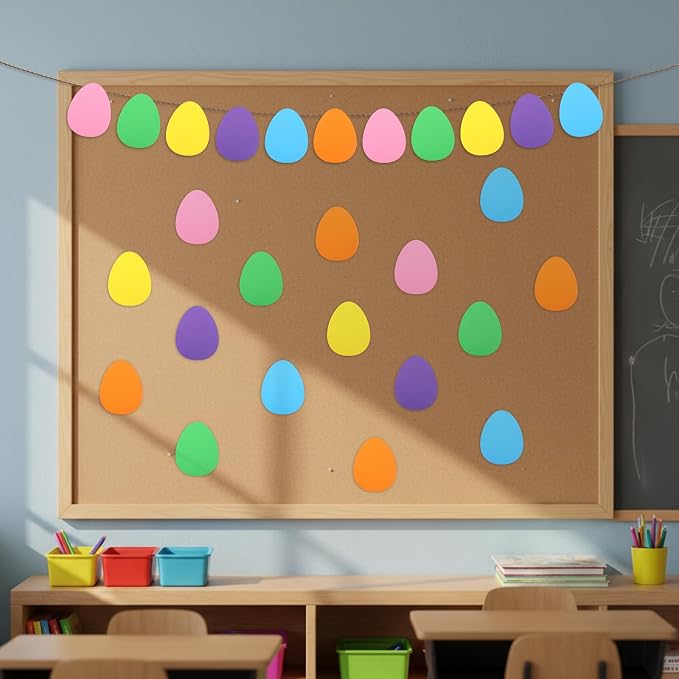 Ireer 48 Pcs Large Foam Easter Egg Cutouts 6 Inch Colorful Bulletin Board Decor