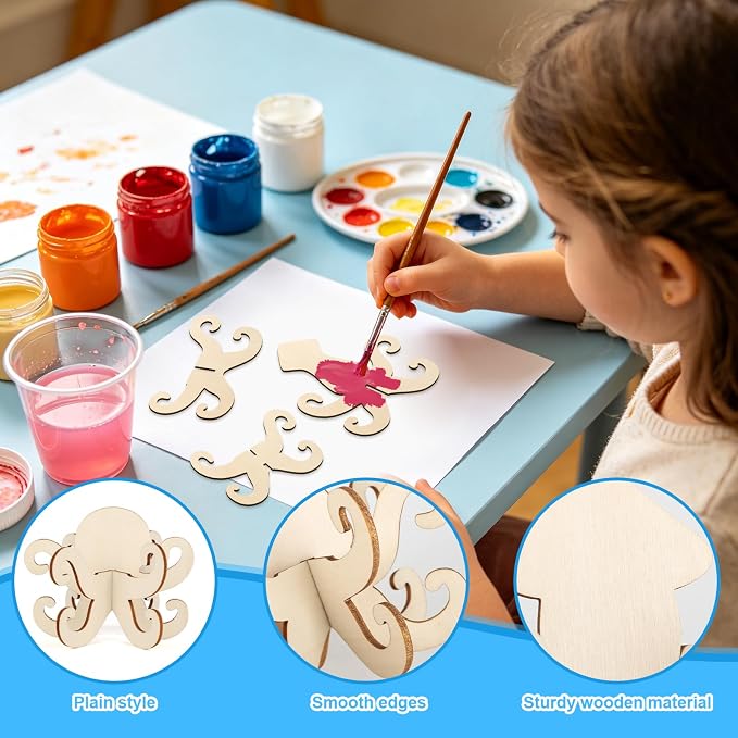 COCHIE DIY 3D Summer Ocean Wood Crafts to Paint