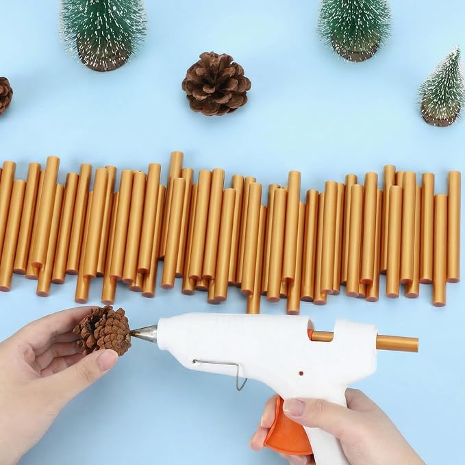 72 Pack Metallic Gold Hot Glue Sticks Full Size, 0.43x4 in Sealing Wax Sticks