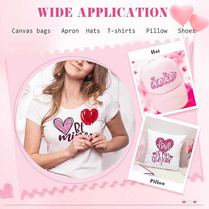 HTVSTD Valentines Pink Red HTV Heat Transfer Vinyl 16pcs 12×10in | Pink Red