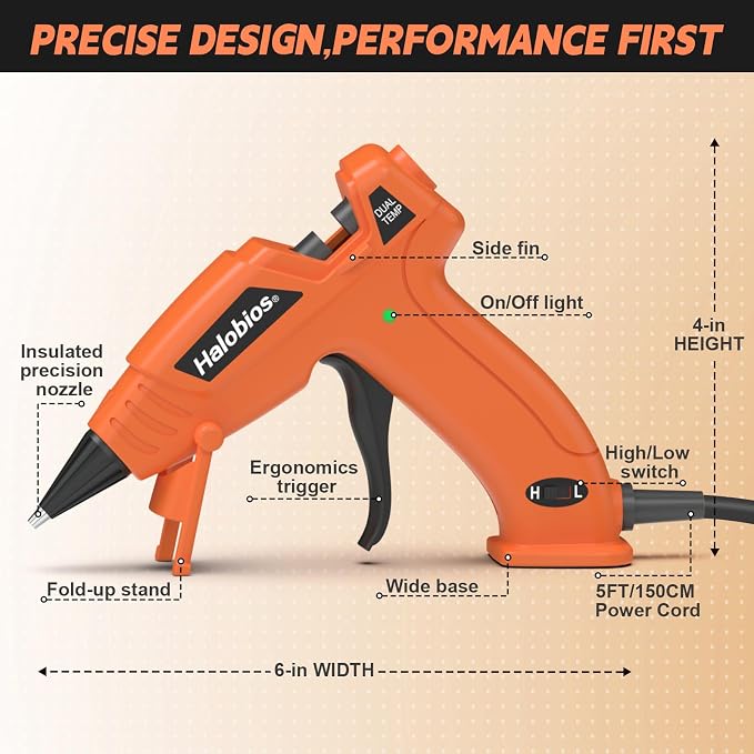 Hot Glue Gun Dual Temp with 32 Glue Sticks, Quick Preheat Hot Glue Gun