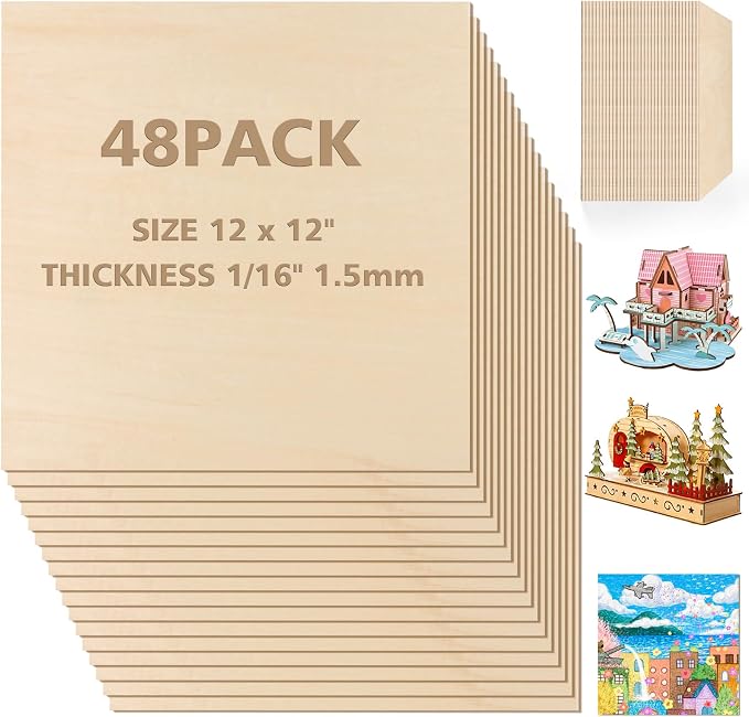 Adrattnay Basswood Sheets 1/16 x 12 x 12 inch