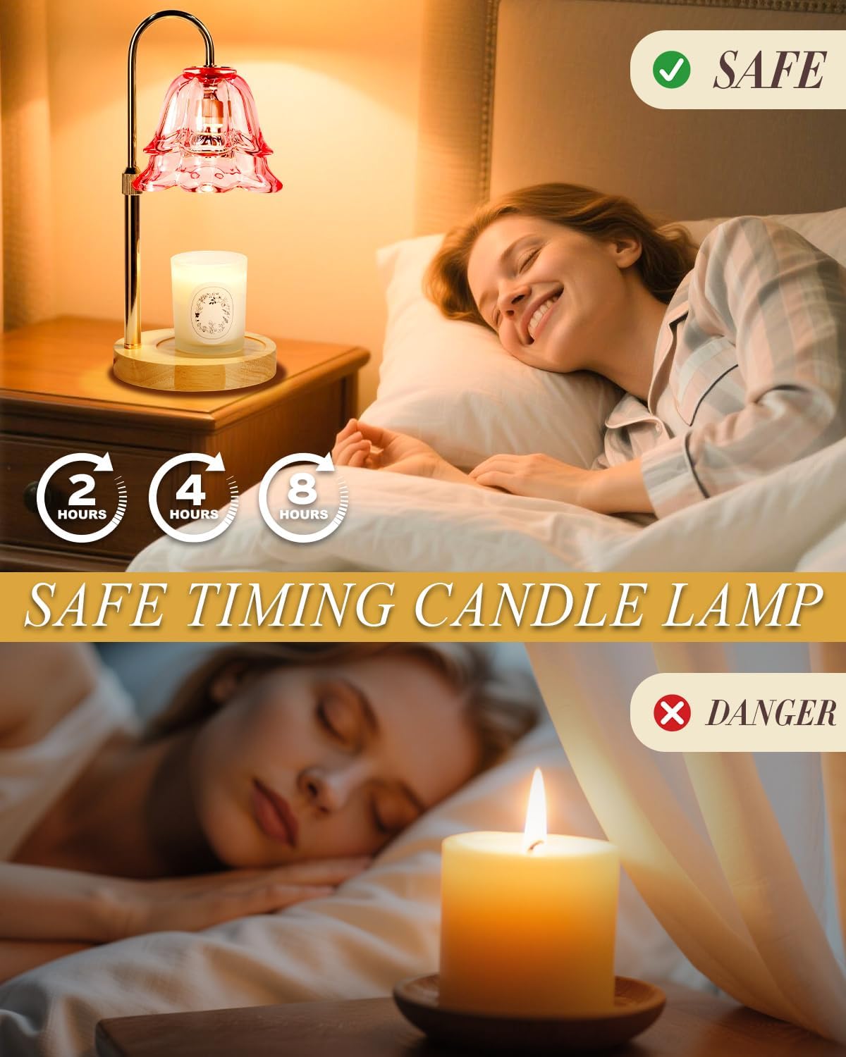 Pink Candle Warmer Lamp with Timer Dimmable, Christmas Birthday Gifts for Women Mom, Flower Candle Lamp with 2 Bulbs for Jar Candles & Scented Wax, Lamp Candle Warmer, House Warming Gift for Bedroom