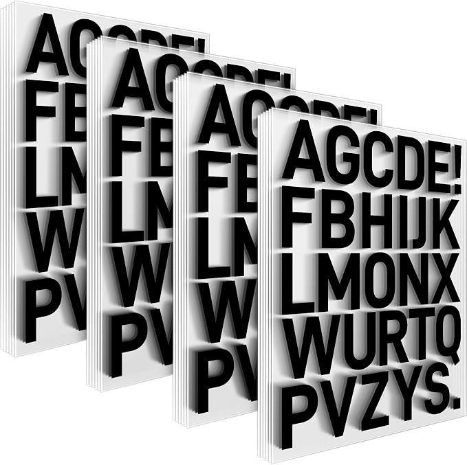 24 Sheets Black Iron On Letters