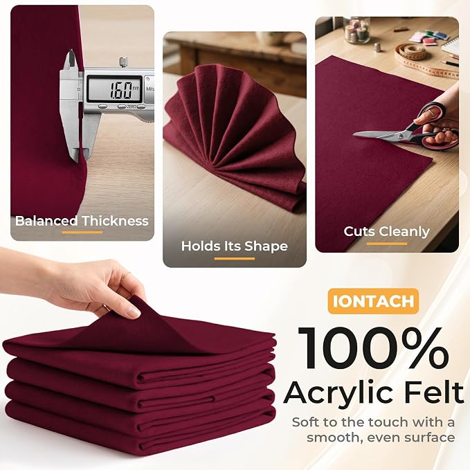 IONTACH 9" X 36" Soft Felt Sheets 1.6mm Thick | Acrylic Felt Fabric