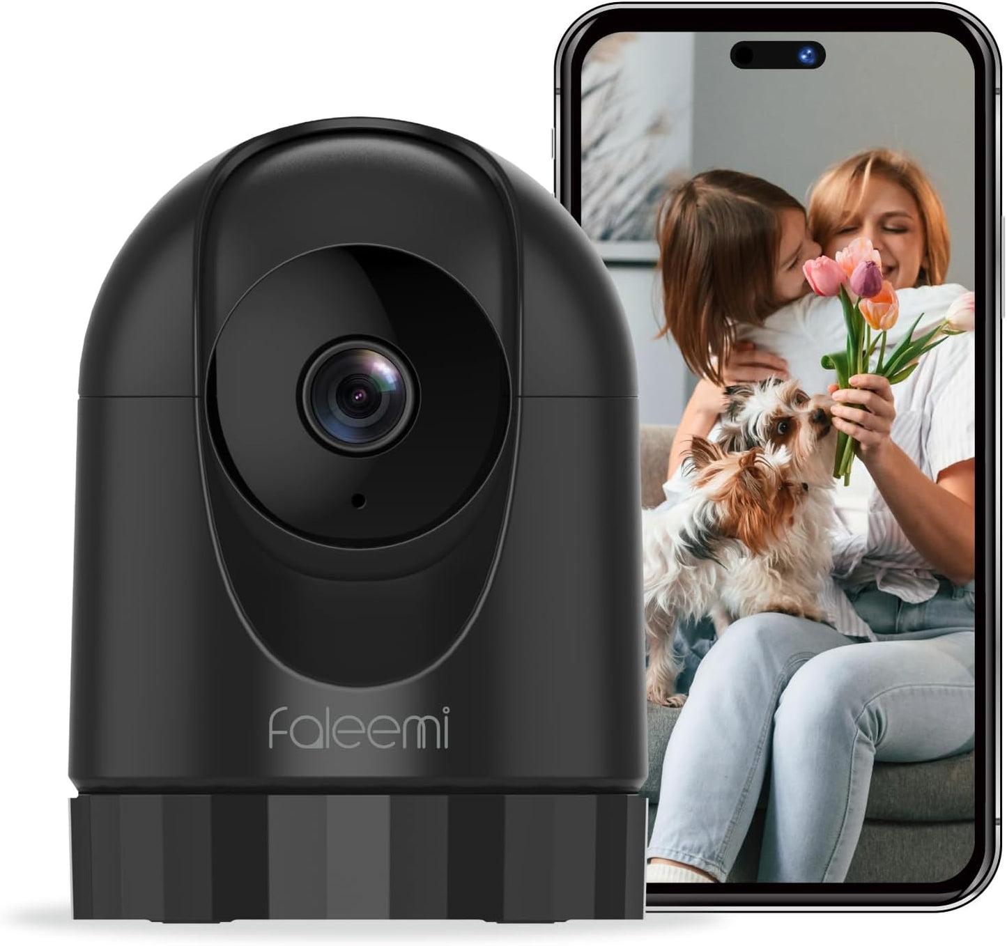 2K Pan/Tilt Indoor WiFi Security Camera with Motion Detection & Auto Tracking, Night Vision, 2-Way Audio, Siren, SD/Cloud Storage (1, Black)