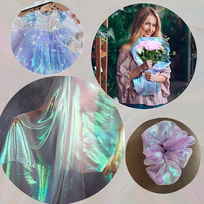 3.3 Yard Long White Iridescent Organza Fabric