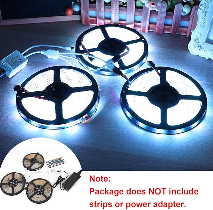 SUPERNIGHT 1-to-3 Remote Controller Dimmer for RGB LED Strip Lights, One Remote Can Control 3pcs Light Strips Synchronously, for SMD 5050 2835 3528 Multi Color Changing Rope Lights (3 Ports)