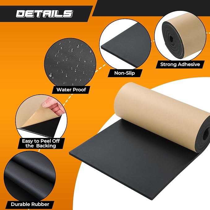 NATGAI Sponge Neoprene with Adhesive Foam Rubber Sheet 1/2” Thick X 16” Wide X