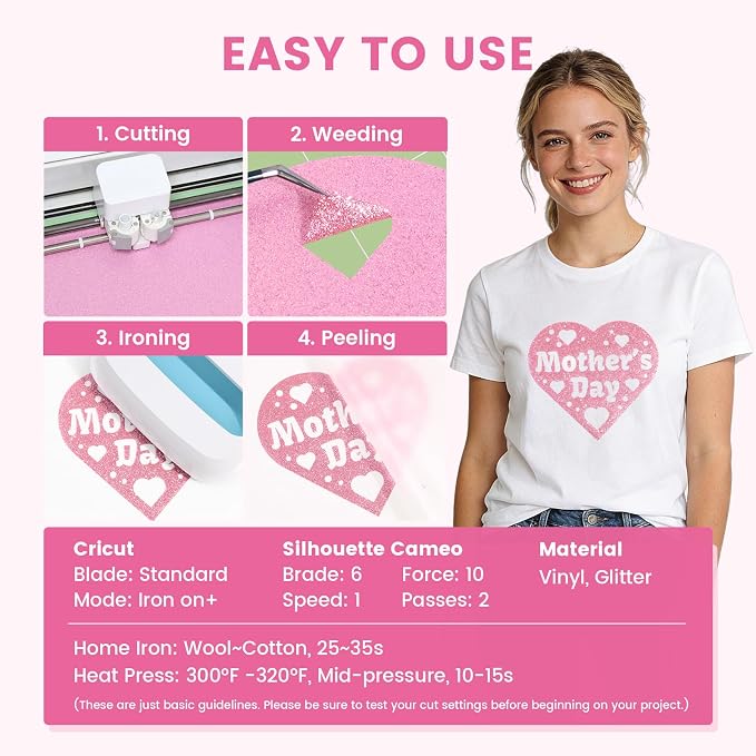 Pink Glitter HTV Heat Transfer Vinyl
