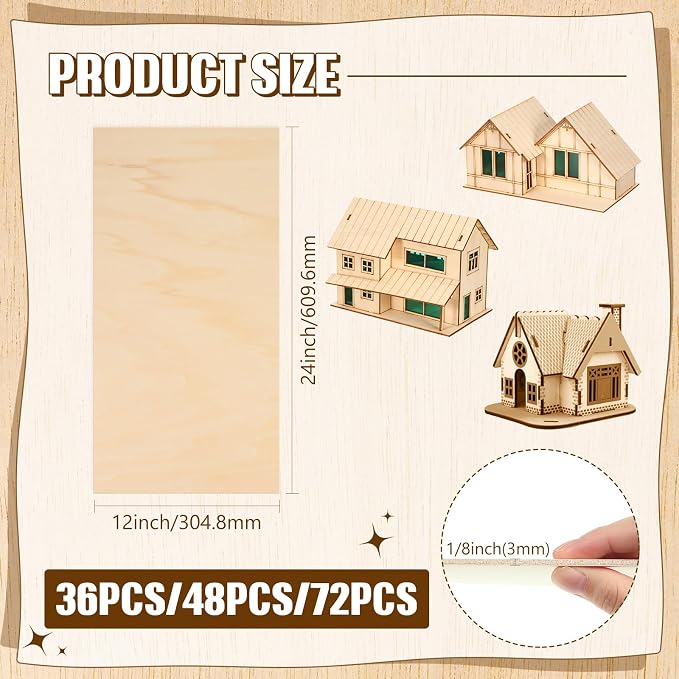 Riakrum Basswood Sheets Plywood Board Unfinished Wood Boards