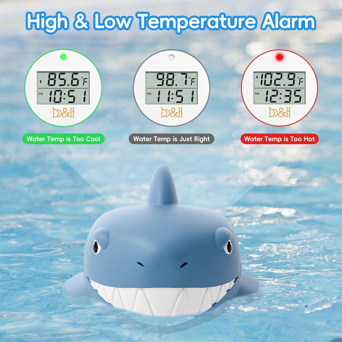b&h Baby Bath Thermometer - Shark Thermometer for Water Temperature Monitoring, Digital Water & Room Temperature Reader, Safty Toddler Bathtub Floating Toy