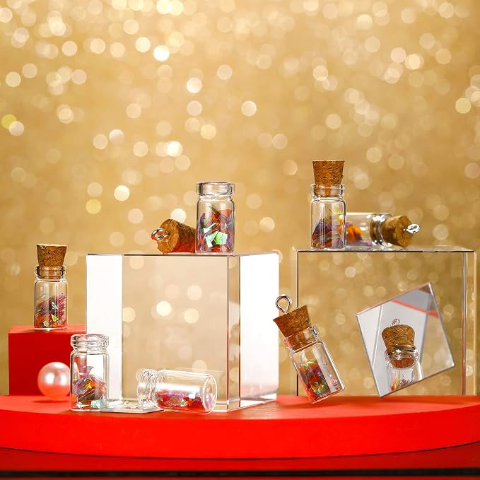 Yungyan 50 Pieces Small Mini Glass Bottles Jars