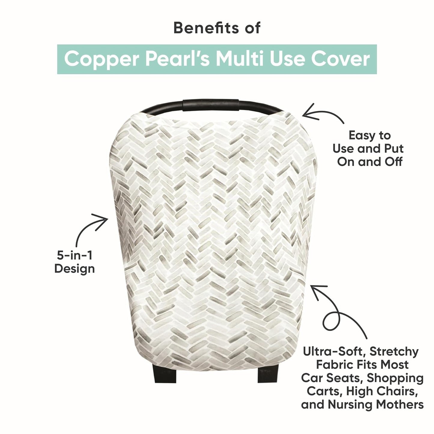 Copper Pearl Multi-Use Cover: Car Seat Covers, Nursing Cover, and Stroller Cover for Sun - Stretchy Fabric, All-Season Use, Stylish Designs, Easy Access for Moms - Leo