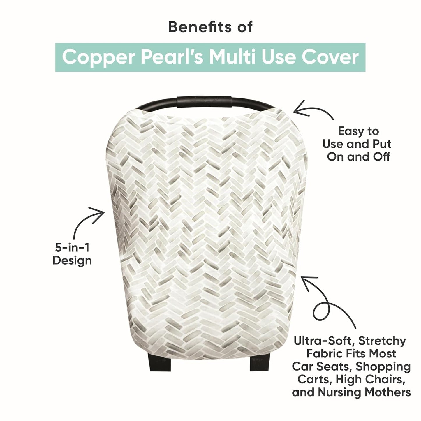 Copper Pearl Multi-Use Cover: Car Seat Covers, Nursing Cover, and Stroller Cover for Sun - Stretchy Fabric, All-Season Use, Stylish Designs, Easy Access for Moms - Squirt