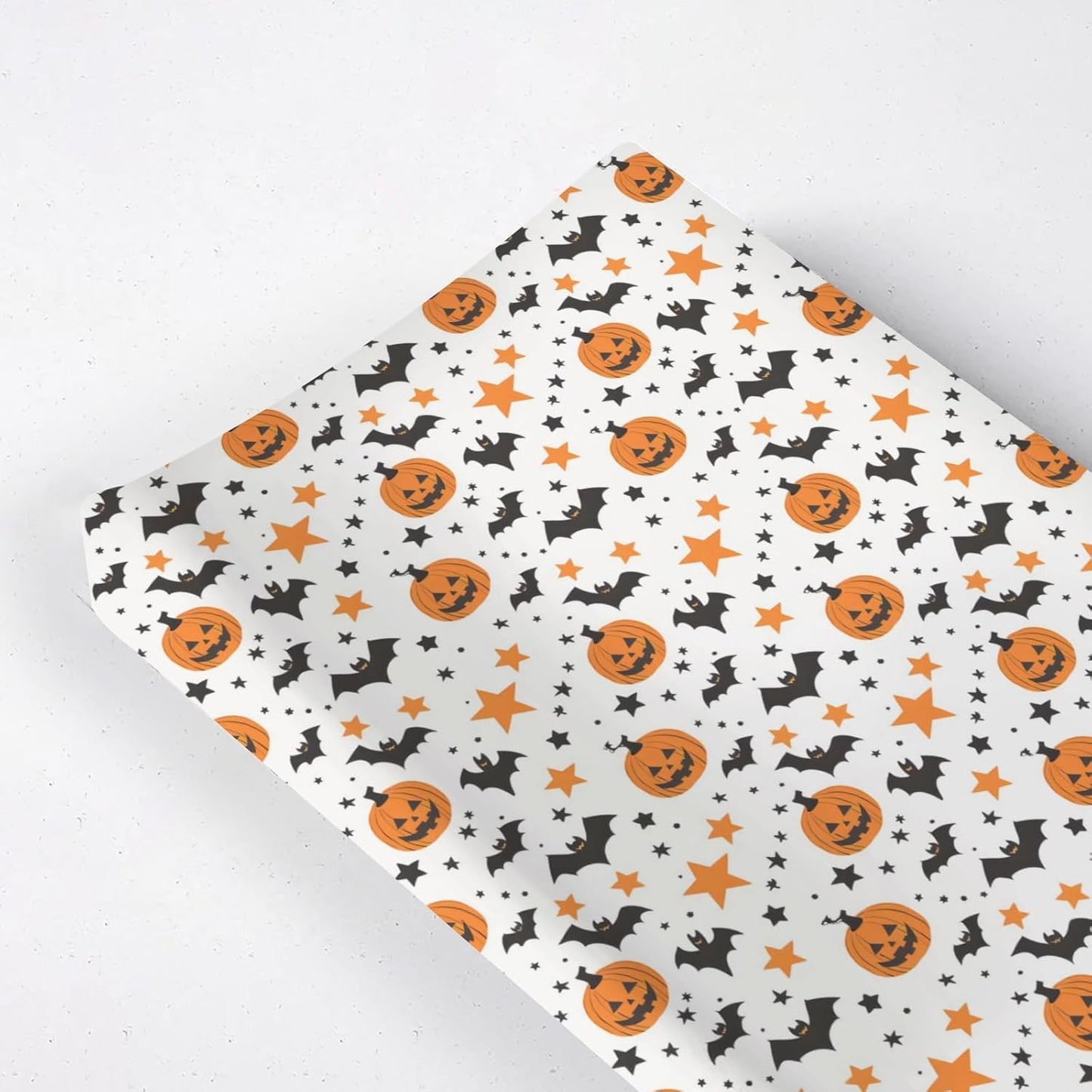 Halloween Pumpkin Bats Stars Pattern Baby Changing Pad Cover, Unisex Fall Winter Holiday Nursery Diaper Changing Table Pad Mat Sheet for Boys Girls-16x32