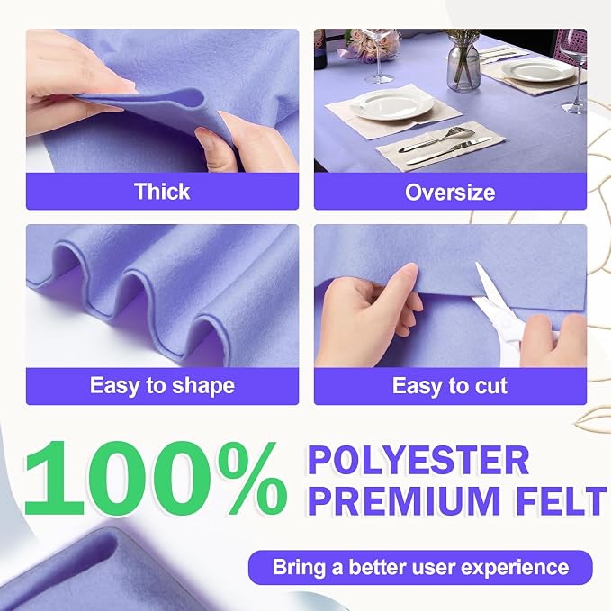 XSEINO Lavender Large Felt Fabric 36" X 36 ", 1.4 mm Thick Soft Felt Fabric