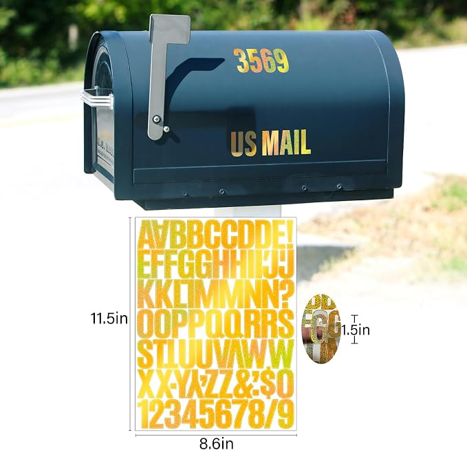 Letter Stickers, Mailbox Numbers, 1.5 Inch Waterproof Vinyl Alphabet | 1 1/2