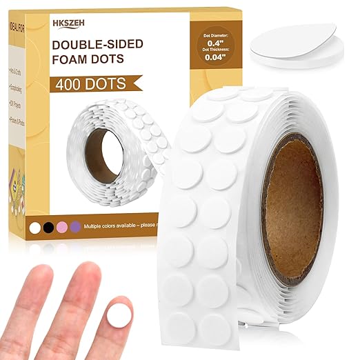 400 PCS 1mm Double Sided Foam Dots 0.4" Foam Round Dots 3D Foam Tape Craft
