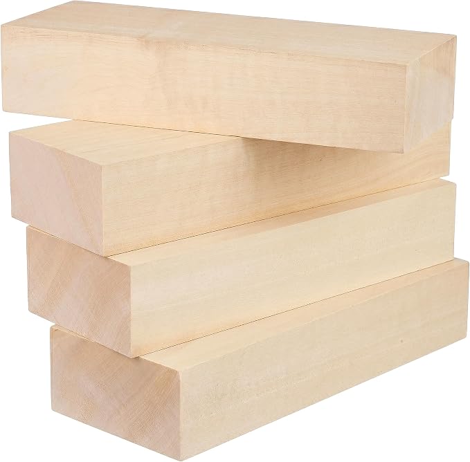 4 PCS 10x3.5x1.7 Inch Unfinished Wood Blocks, Wooden Rectangle Blocks Basswood