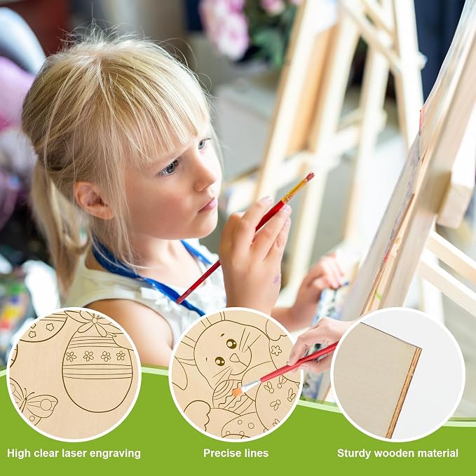 COCHIE 10 Pieces Large Easter Unfinished Wood Crafts to Paint