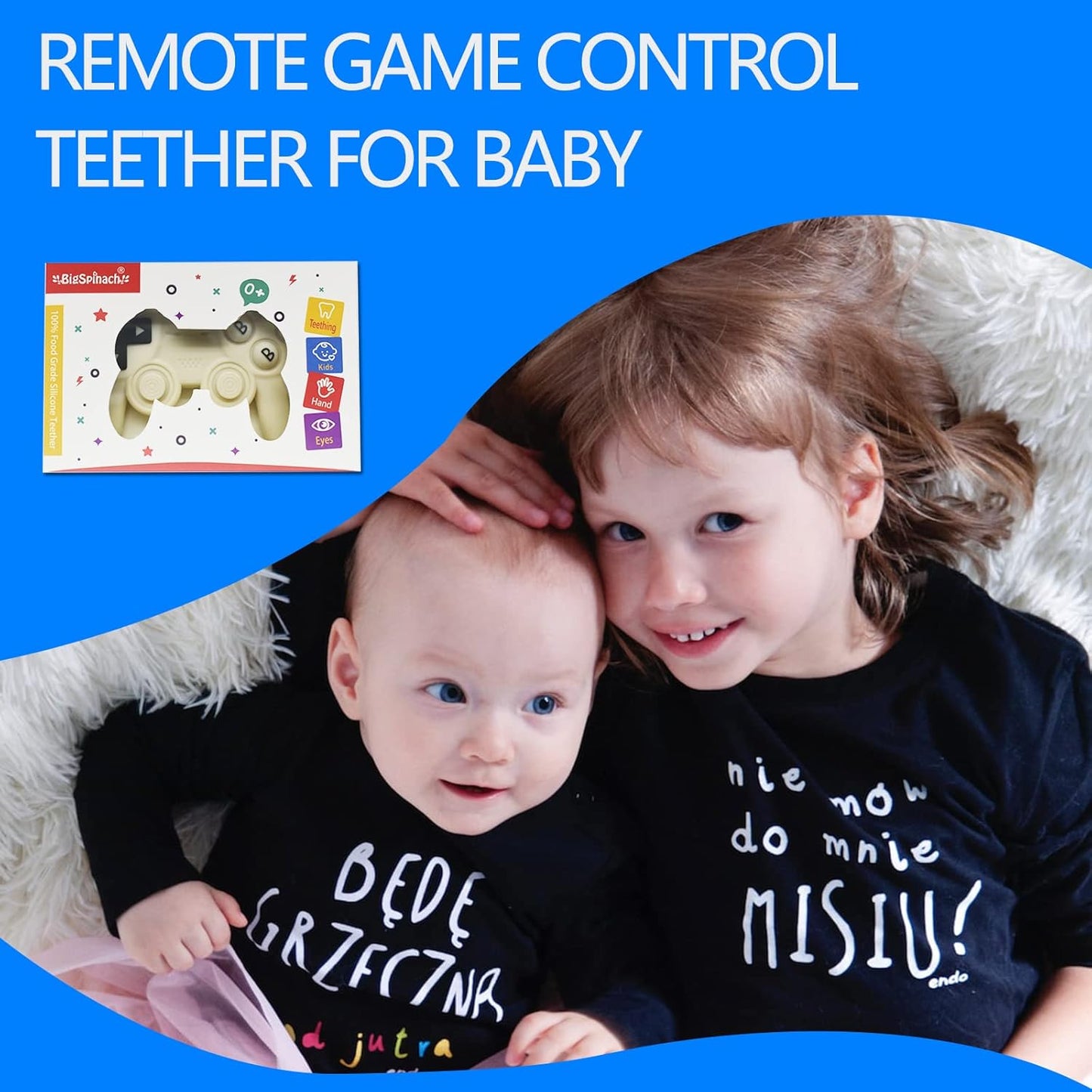 Cool Remote Game Control Teething Toy for Babies 0-6 6-12 Months,Game Controller Teether for Gamer Parents,Baby's First Valentines Day Gifts,Silicone Remote Chew Toys（White