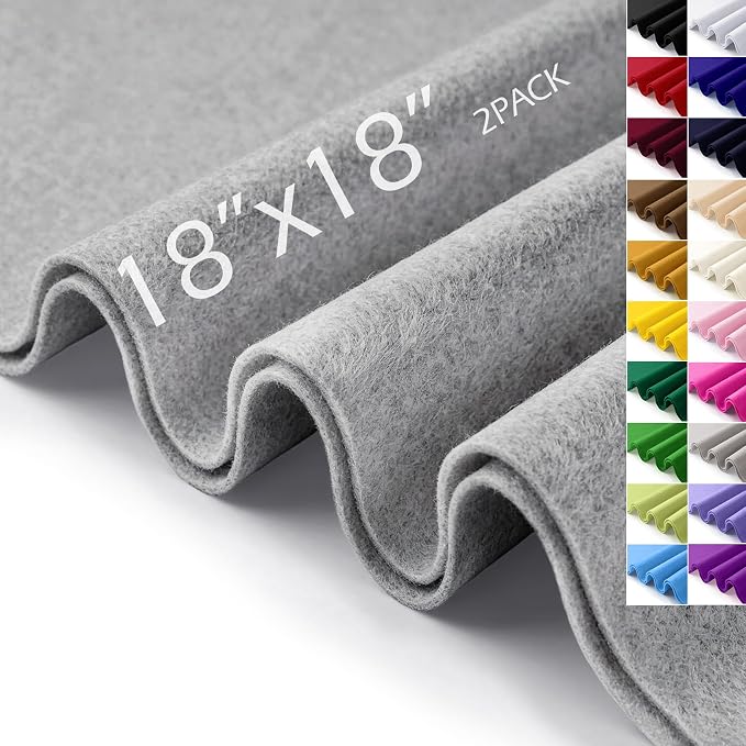 Felt Fabric Sheets 18" x 18" 1.6mm Soft Craft Felt, Heather Grey | Soft Precut