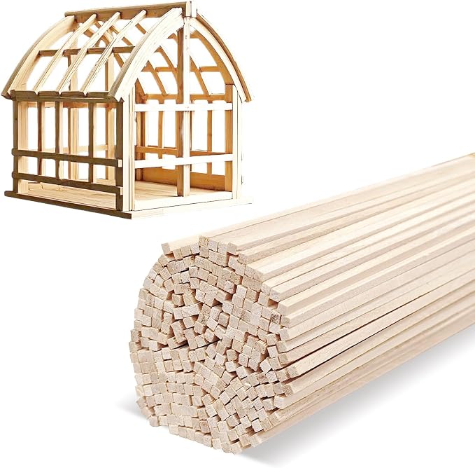 150 Pcs Balsa Wood Sticks 1/8 x 1/8 x 12 Inch balsa Wood Strips Hardwood Square