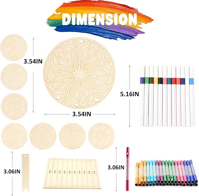 Wooden Mandala Wind Chime Ornaments Painting Craft, 8 Style Cutouts