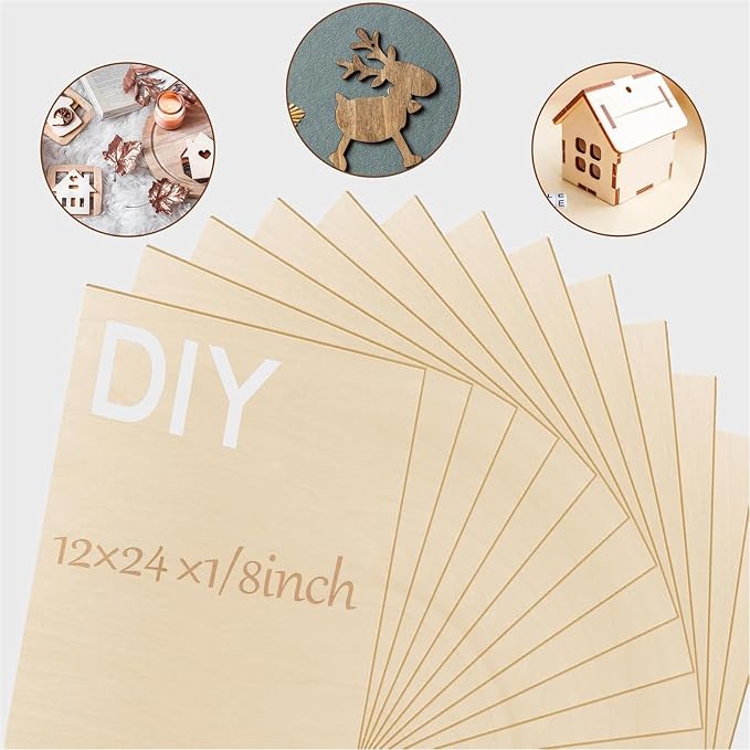 24 Pcs Basswood Sheets Plywood, School DIY Projects, CNC Cutting, and Wood
