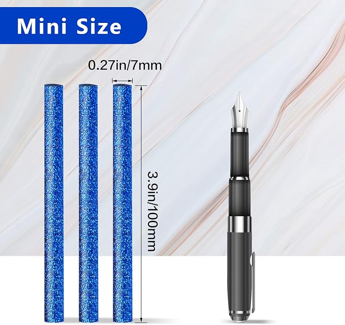 Manarty Glitter Sapphire Blue Hot Glue Stick, Adhesive EVA Glue Sticks