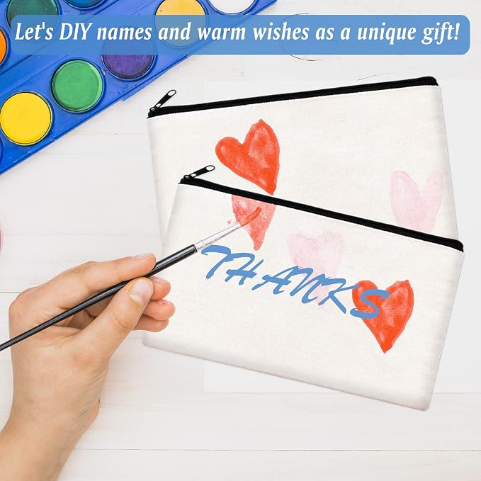 ZeeDix Canvas Zipper Pouch Bulk – 8.3 x 5 Inches Cotton Canvas Pouches
