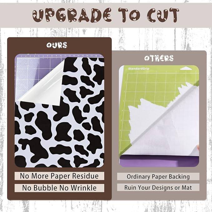 Tintnut Cowhide Permanent Vinyl Black White Adhesive Vinyl Roll 12in x 5ft |