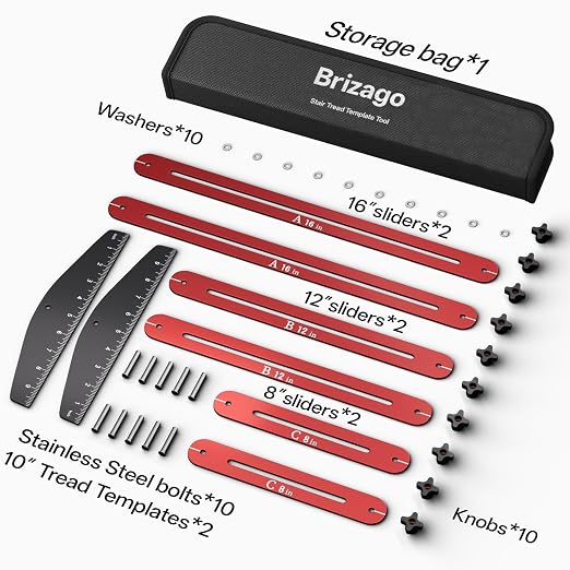 Stair Tread Gauge Template Tool, 10-67 Inches Adjustable Aluminum Alloy Stair