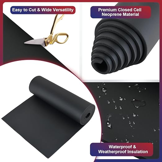NYXOVA Neoprene Sponge Foam Sheet Roll, Closed Cell Foam Rubber Padding Without