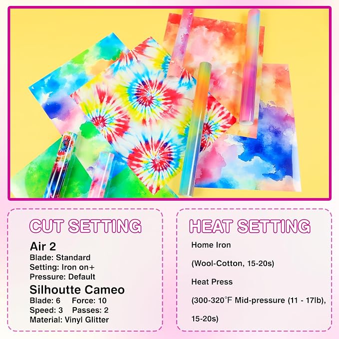 HTVRONT Tie-Dye HTV Heat Transfer Vinyl