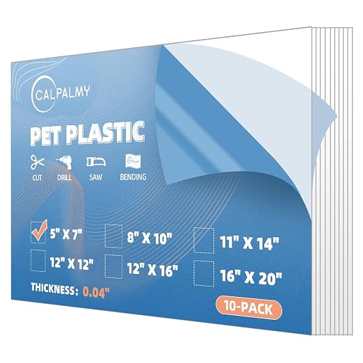 10 Pack of 5 x 7" PET Sheet/Plexiglass Panels 0.04"