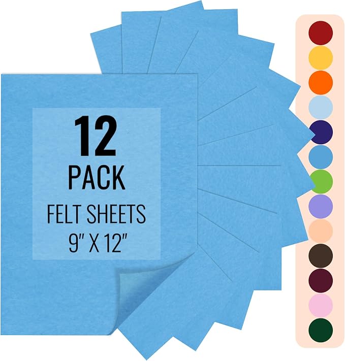 IONTACH 9" X 12" Felt Fabric Sheets 1.6mm Thick | Soft Felt