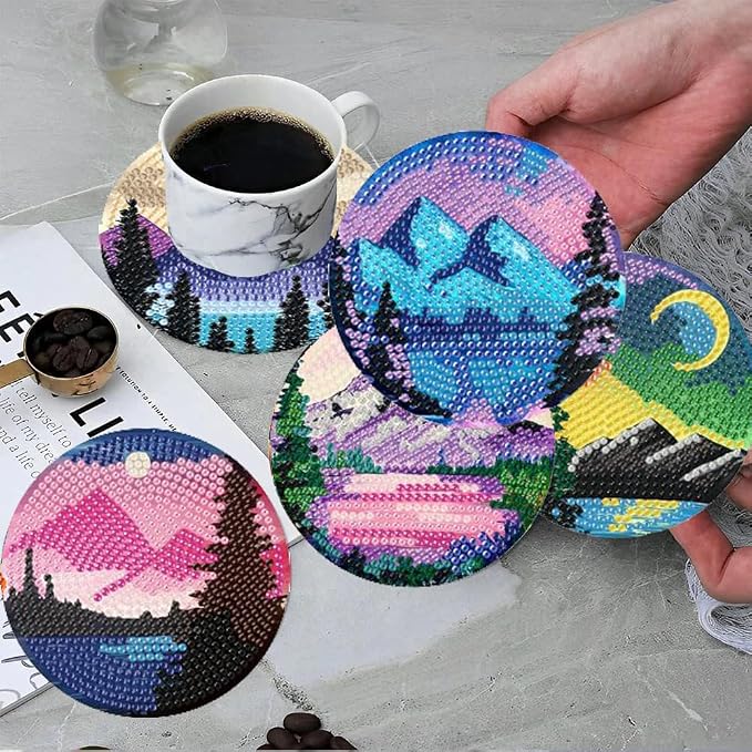 ijbnhd Sunsets Diamond Painting Coasters Kits, 4X4inch | Diamond Art Coasters