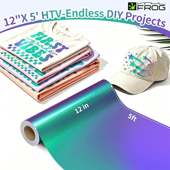 VINYL FROG Chameleon Heat Transfer Vinyl Roll 12" x12ft Gradual HTV Vinyl |