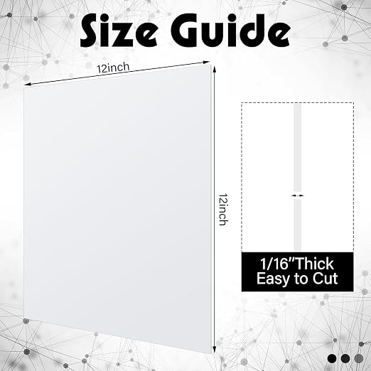 Outus 2 Pieces 1/16 Inch Thick White Acrylic Sheet 12 x 12 Inch White Acrylic
