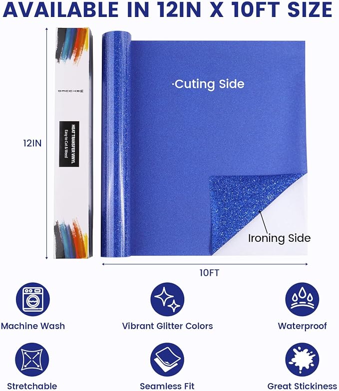 Blue Glitter HTV Heat Transfer Vinyl