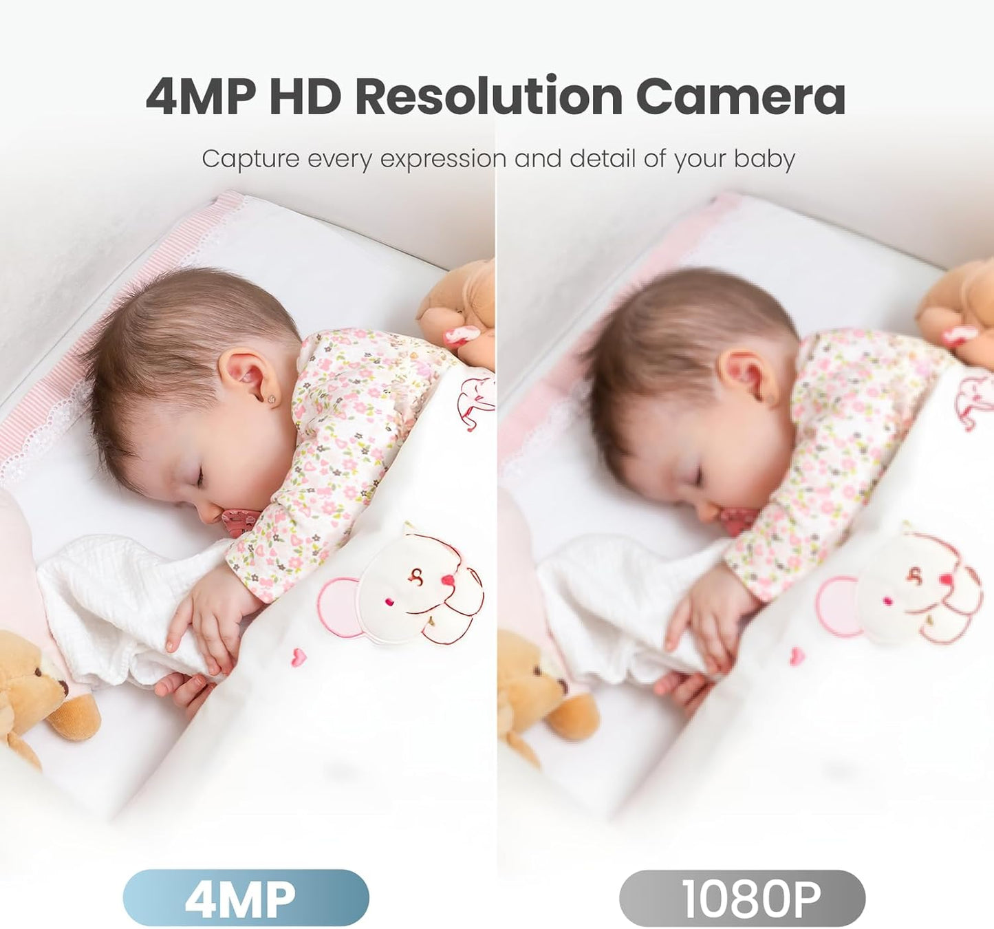 litokam 4MP Baby Monitor with Camera and Audio, 5-inch 1080P Split-Screen, No WiFi & 5G/2.4G WiFi, Remote Pan-Tilt-Zoom, Night Vision, VOX, Temperature Sensor, 2-Way Talk, 7 Lullabies, 1000ft Range