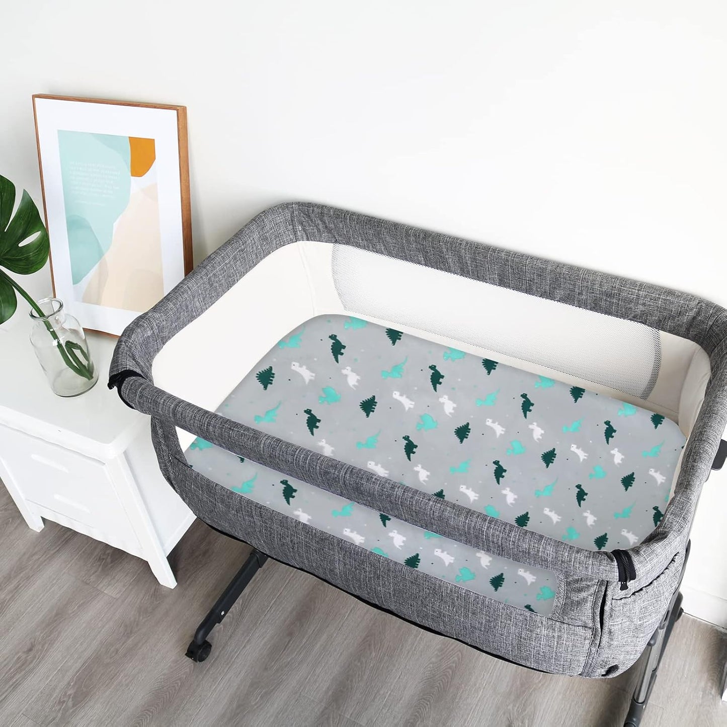 Bassinet Sheet, Bassinet Sheets 2 Pack, Ultra Soft Bassinet Sheets for Baby Boys or Girls Universal Fit for Rectangle, Oval, Hourglass Bassinet Pad/Mattress, Grey