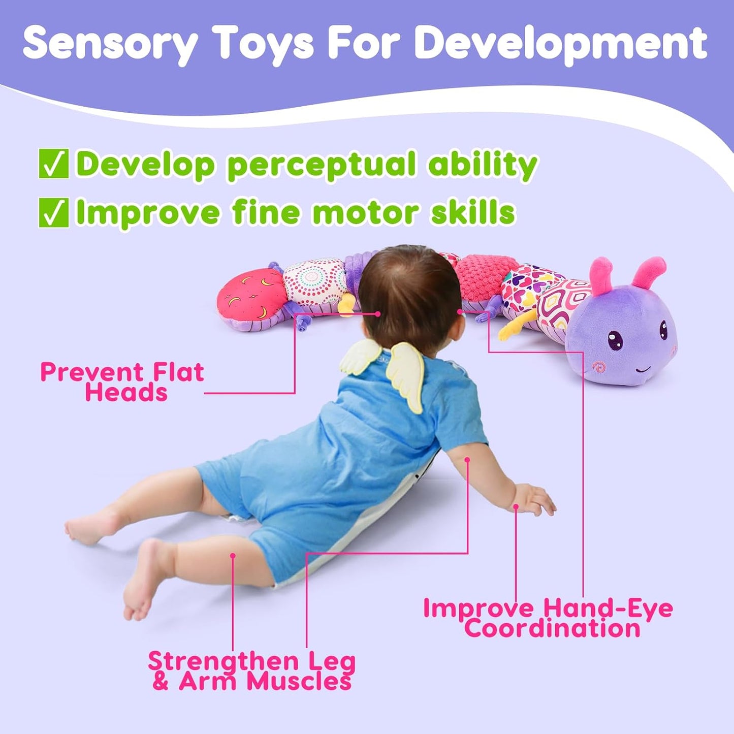 Baby Girl Toys 0-3-6 Months Musical Stuffed Animals Plush Caterpillar Toy with Crinkle Rattles Tummy Time Sensory Learning Toys for Infants 6-9-12 Months Newborn Girls Boys Shower