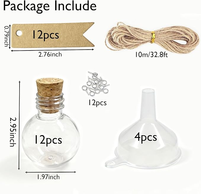 12 Packs 50 mL Mini Plastic Bottles